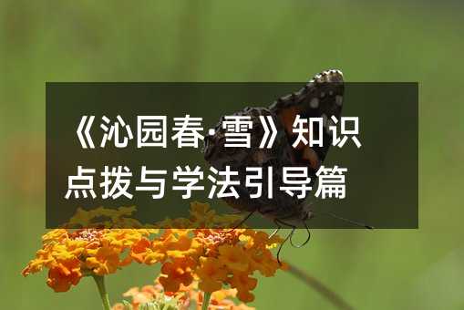 《沁园春·雪》知识点拨与学法引导篇